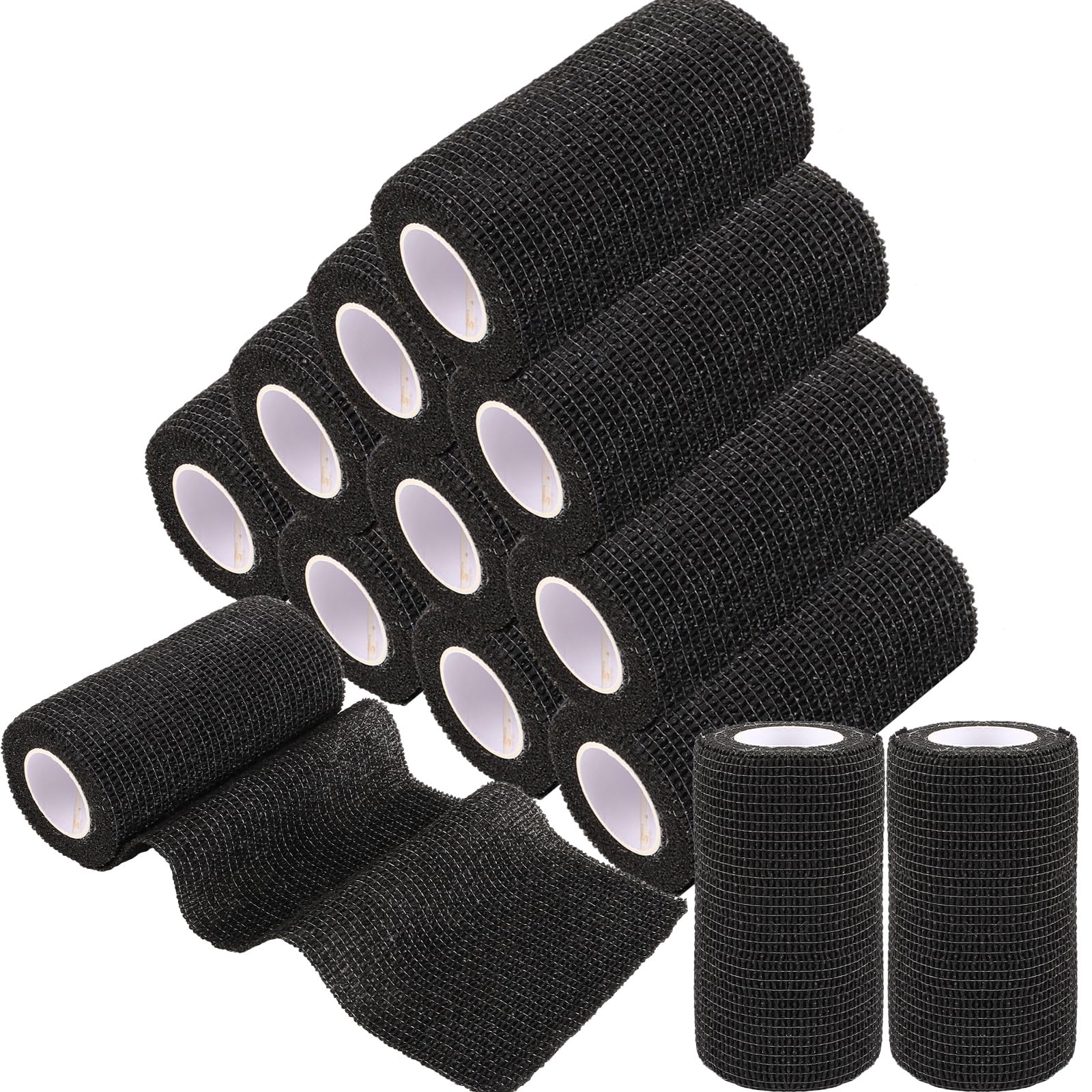 LDHHYH 20 Rolls Vet Wrap, 10cm x 4.5m Self Adhesive Cohesive Bandage Wrap, Elastic Pet Bandage Tape for Dogs, Horses, First Aid, Wrist and Ankle Support, Black