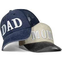 Mom and Dad Hats for New Parents Gifts,Pregnancy Announcement Unconstructed Mesh Caps for Couples