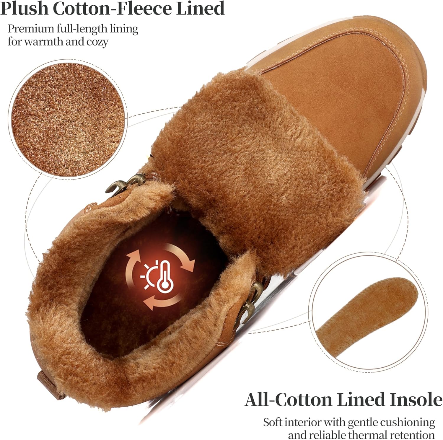 Mens Womens Winter Boots Warm Fur Lined Snow Boots Non Slip Winter Shoes - Image 4