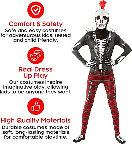 Miniatura 3 de Morphsuits Disfraz de esqueleto para niños, body de esqueleto punk para niños, disfraz de esqueleto para niños, disfraz de esqueleto para niños