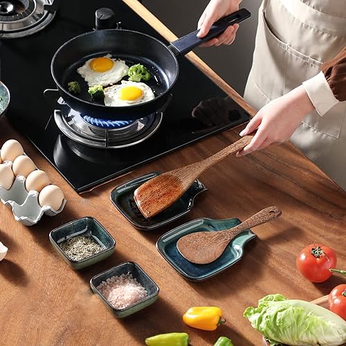 Miniatura 5 de vancasso Soporte para cuchara de popa para cocina, soporte cuadrado de cerámica para estufa, resistente al calor, soporte para utensilios para
