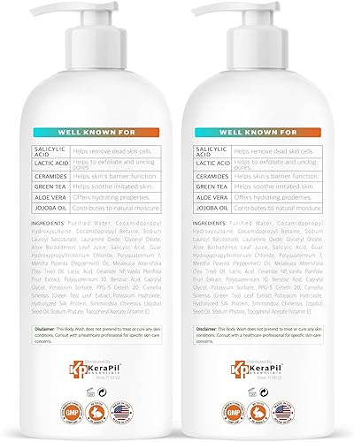 Miniatura 9 de Jabón corporal exfoliante con ácido salicílico  Exfolia suavemente la piel áspera y con baches, gel de baño para el acné corporal, con BHA y AHA