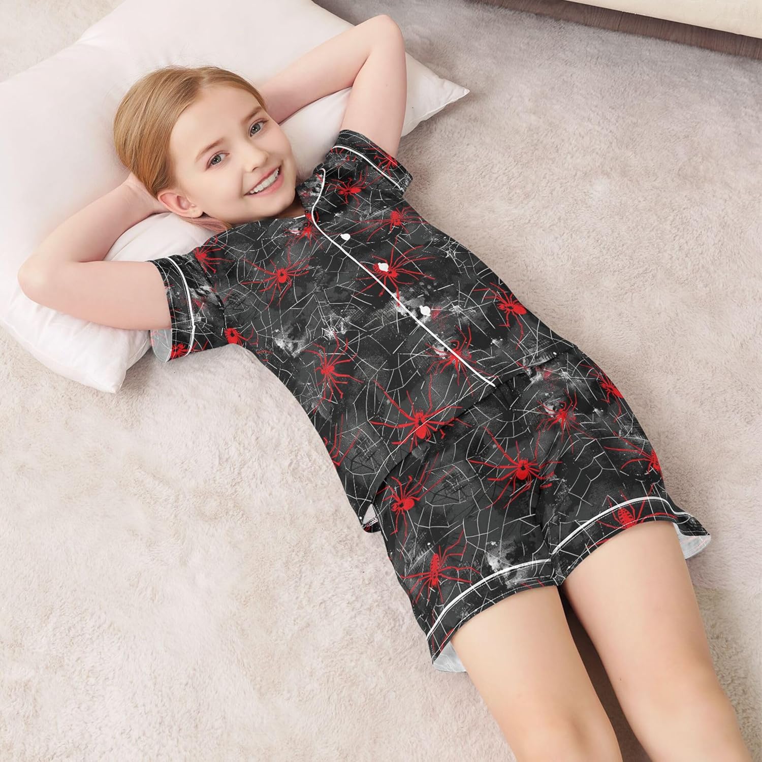 Silk Pajama Sets Short Sleeve Pajamas Soft Sleepwear 2 Piece Pjs Set