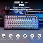 EPOMAKER x Aula F75 Clavier mécanique à joint, 75% Clavier de jeu à chaud sans fil avec Paddding & Knob, BT/2.4GHz/USB-C, RGB (Gradient noir, LEOBOG Commutateur de réaperie)