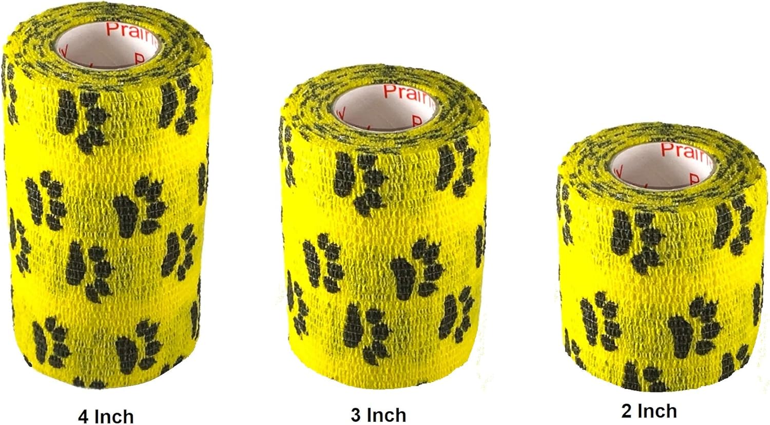 Vet Wrap Wrap Tape (Yellow with Paw Prints) (2 Pack) (2 Inch x 15 feet) Self Adhesive Adherent Adhering Cohesive Flex Self Stick Bandage Grip Roll Dog Cat Pet Horse - Image 2