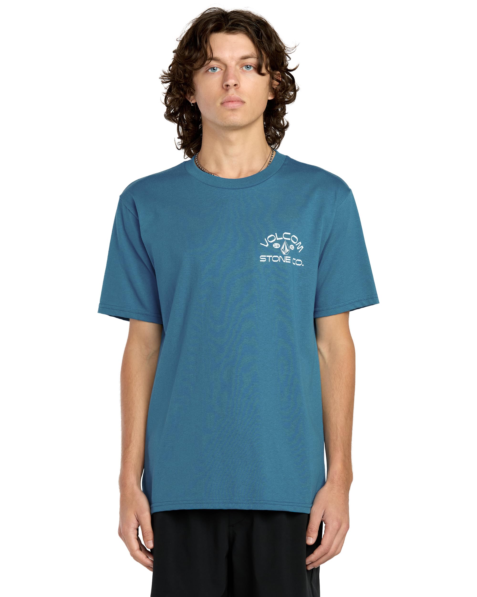 Volcom Mens Always Ripping Tee – Heavyweight Cotton Crew Neck Short Sleeve T-Shirt, Coronet Blue, Medium