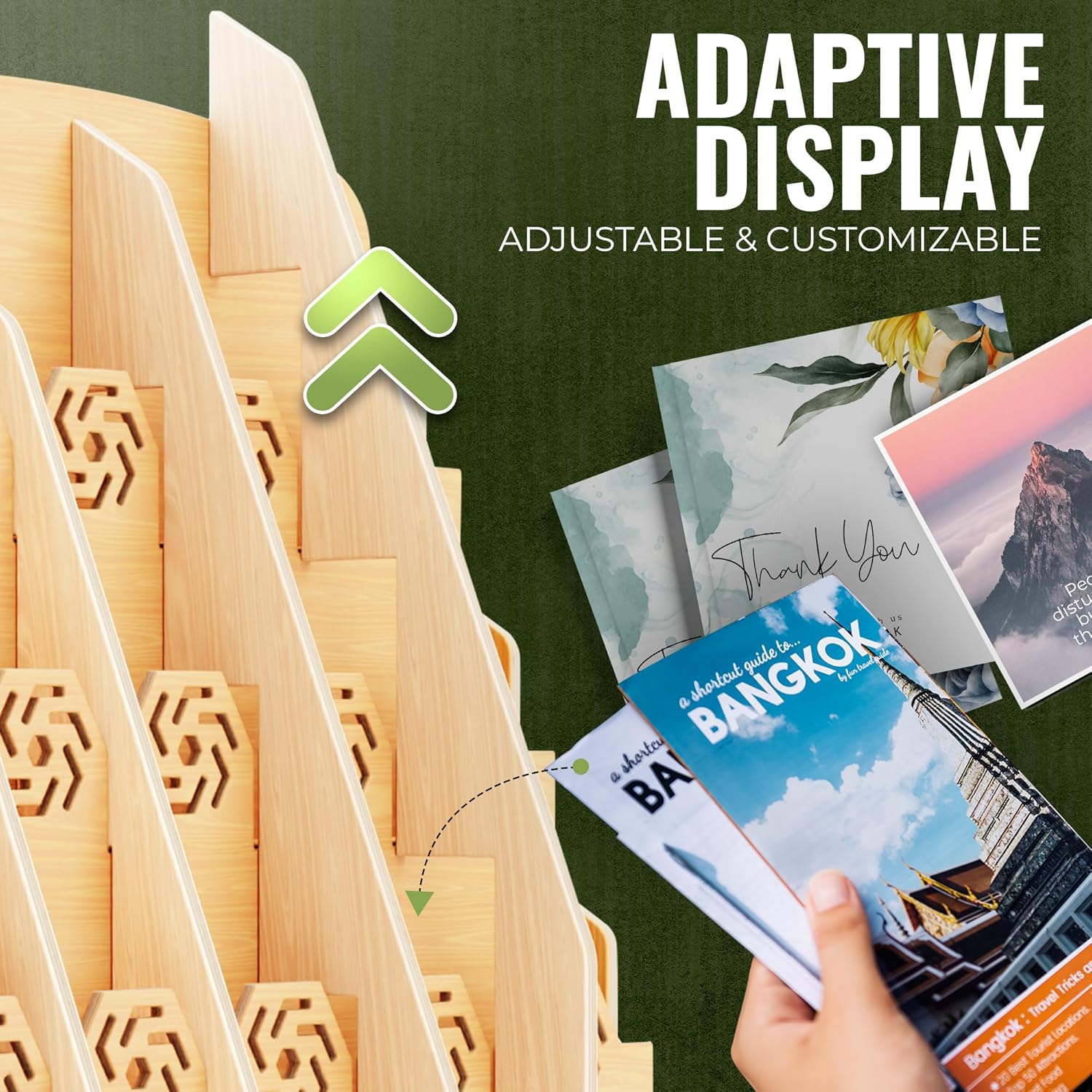Bookmark Display Stand for Vendors – Wooden Bookmark Holder Display with Customizable Space, Mobile-Friendly Design – Versatile Holder for Craft Fairs, Vendor Booths, and Shops, 20 Pocket