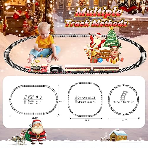 Miniatura 2 de Hot Bee Juego de tren de Navidad, juego de tren para niños pequeños de 2 a 4 años, juegos de tren de Navidad para alrededor del árbol, locomotora