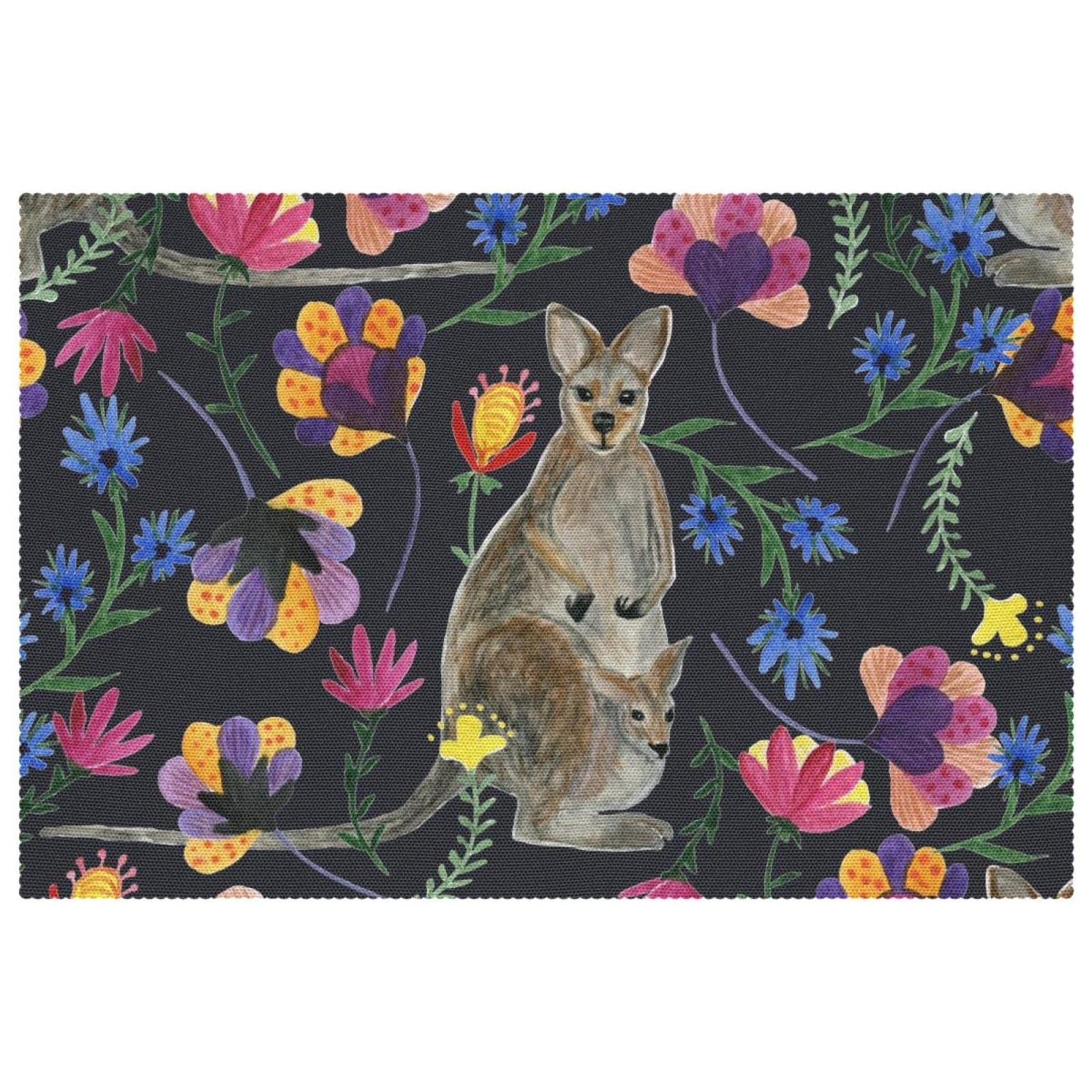 Sets de table fleur de kangourou antidérapants résistants à la chaleur pour salle à manger