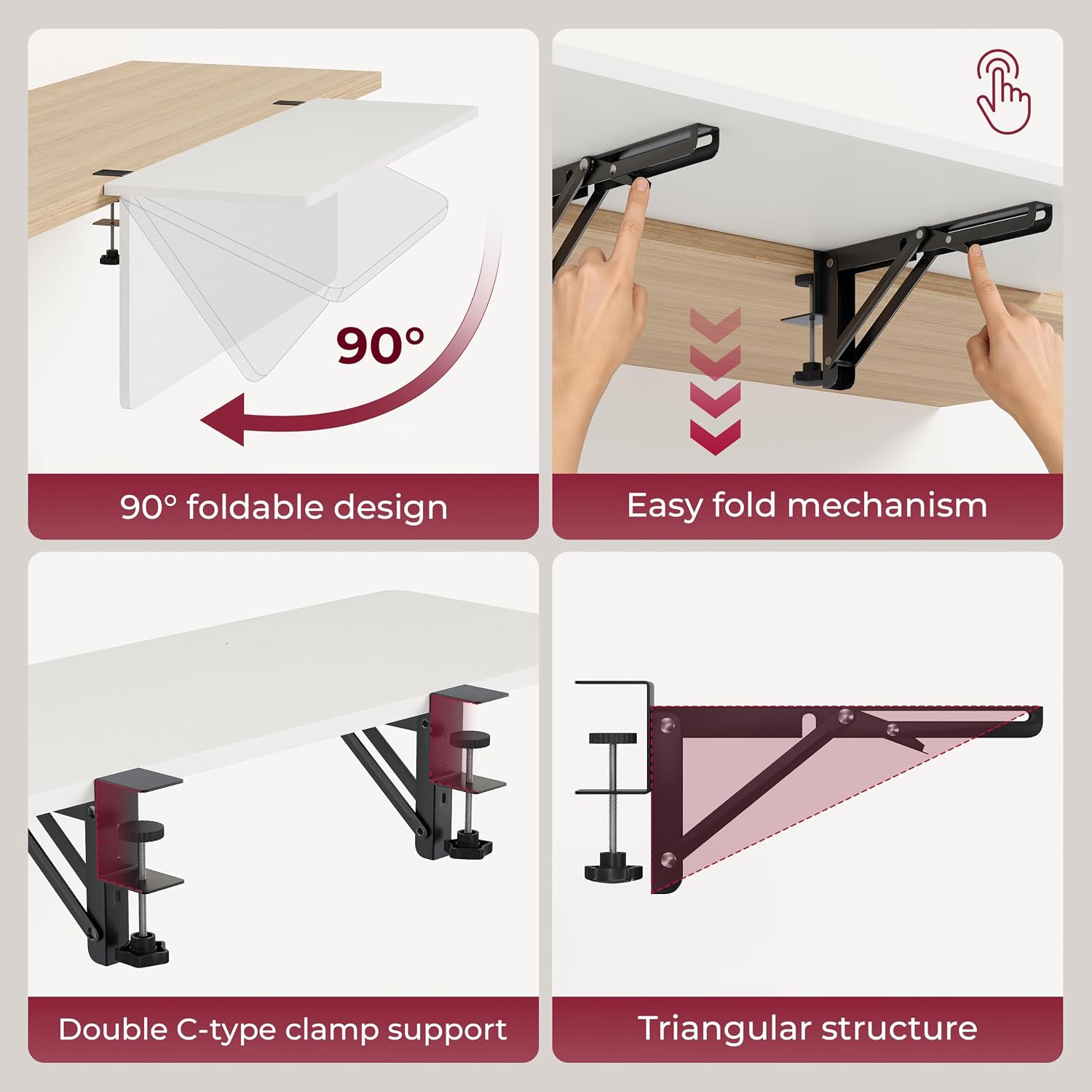 Desk Extender Tray, 30"×12" Clamp-On Arm Rest Shelf image 4