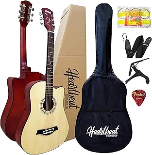 Acoustic Guitar 38" With Bag, Belt, Pick, Capo, String. (Matte Natural)