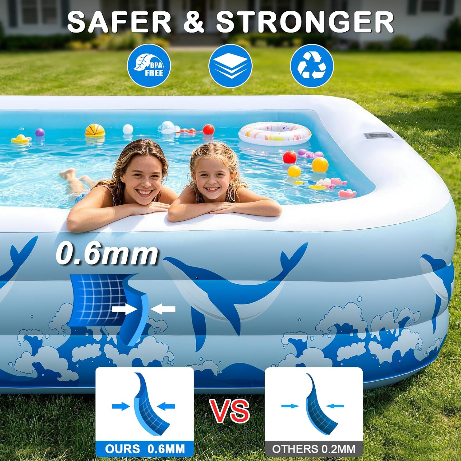 Large Inflatable Pool with Light, 12TF x 6.5TF Inflatable Swimming Pool for Kids Adults, Solar Powered Blow Up Pool Oversized Thickened Family Kiddie Pool for Backyard Outdoor thumbnail