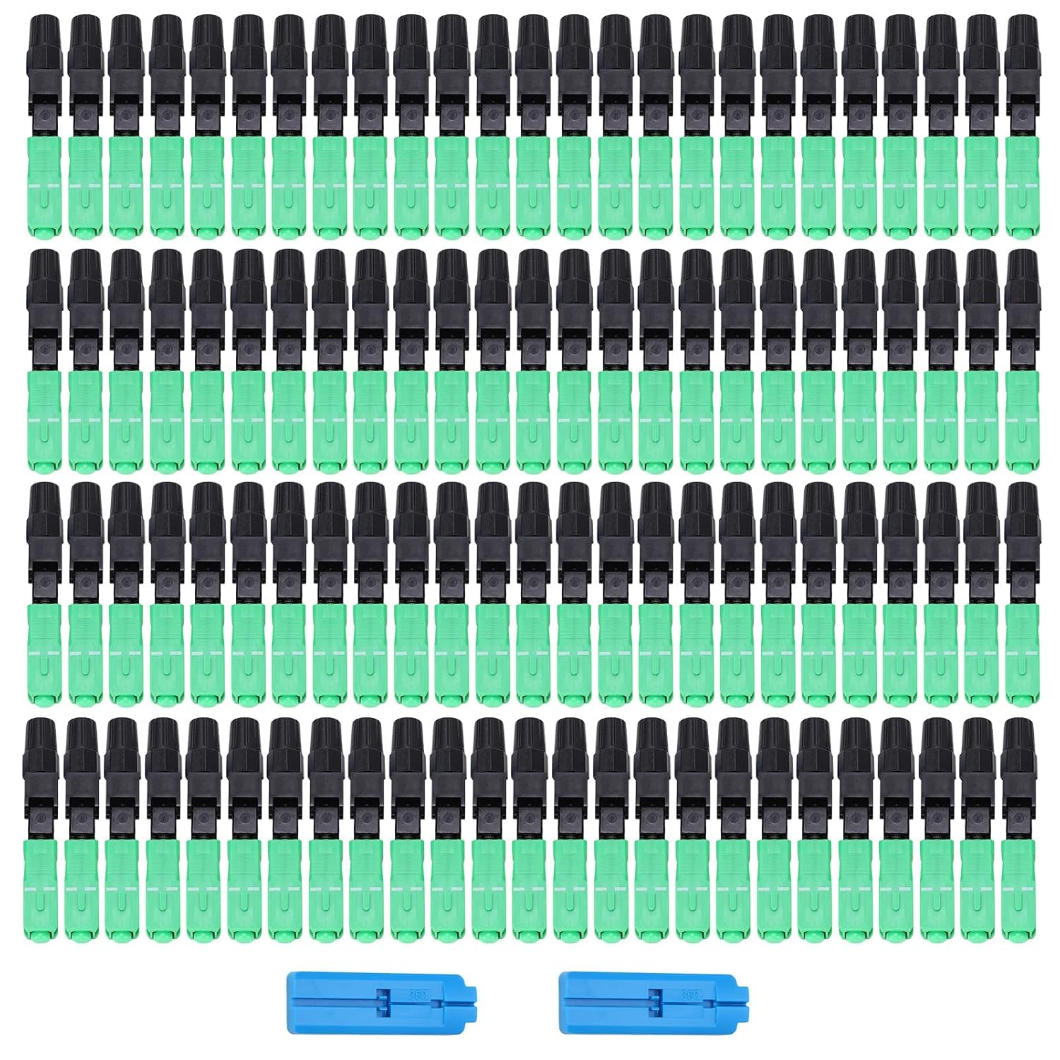 100pcs Rápido Conector de Fibra Óptica, SC A PC Conectors Fibra Optica Plastica Embebido, FTTH Conectors Rápido, Conector Rápido Fibra con Cable de Cuero Incrustado para Fibra Monomodo/Multimodo