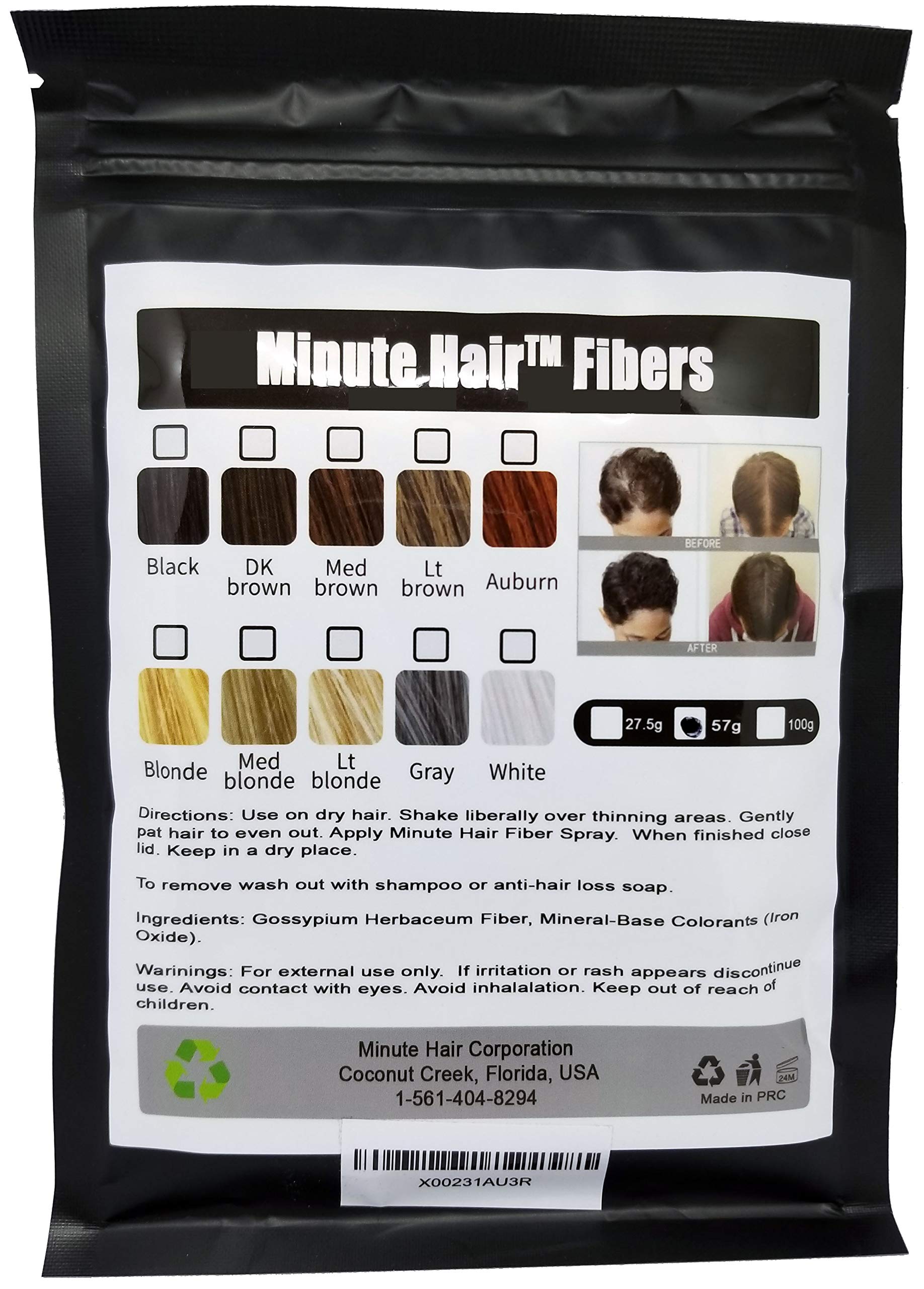 Hair Building Fibers Medium Brown 57 Grams (2 oz) Minute Hair Refill Hair Loss Concealer That You Can Use for Your Bottles From Competitors Like Toppik, Xfusion (Medium Brown)