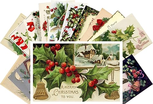 Miniatura 9 de PIXILUV Postales vintage (24 piezas de 4"×6" cada una) Elfos de Santa haciendo trabajos en Navidad Postales vintage de Navidad Póster de tarjeta de