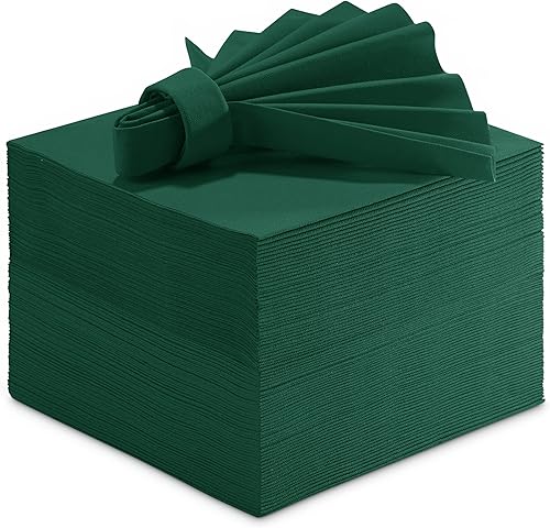 Linen-Feel - Servilletas de papel de colores  Servilletas decorativas para el almuerzo verde, suaves y absorbentes. Para cocina, fiesta, boda, cena