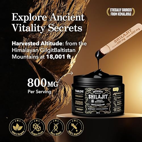 Miniatura 2 de taolemi Shilajit - Resina orgánica pura del Himalaya, Shilajit con más de 85 minerales traza y ácido fúlvico para mejorar la energía y el sistema
