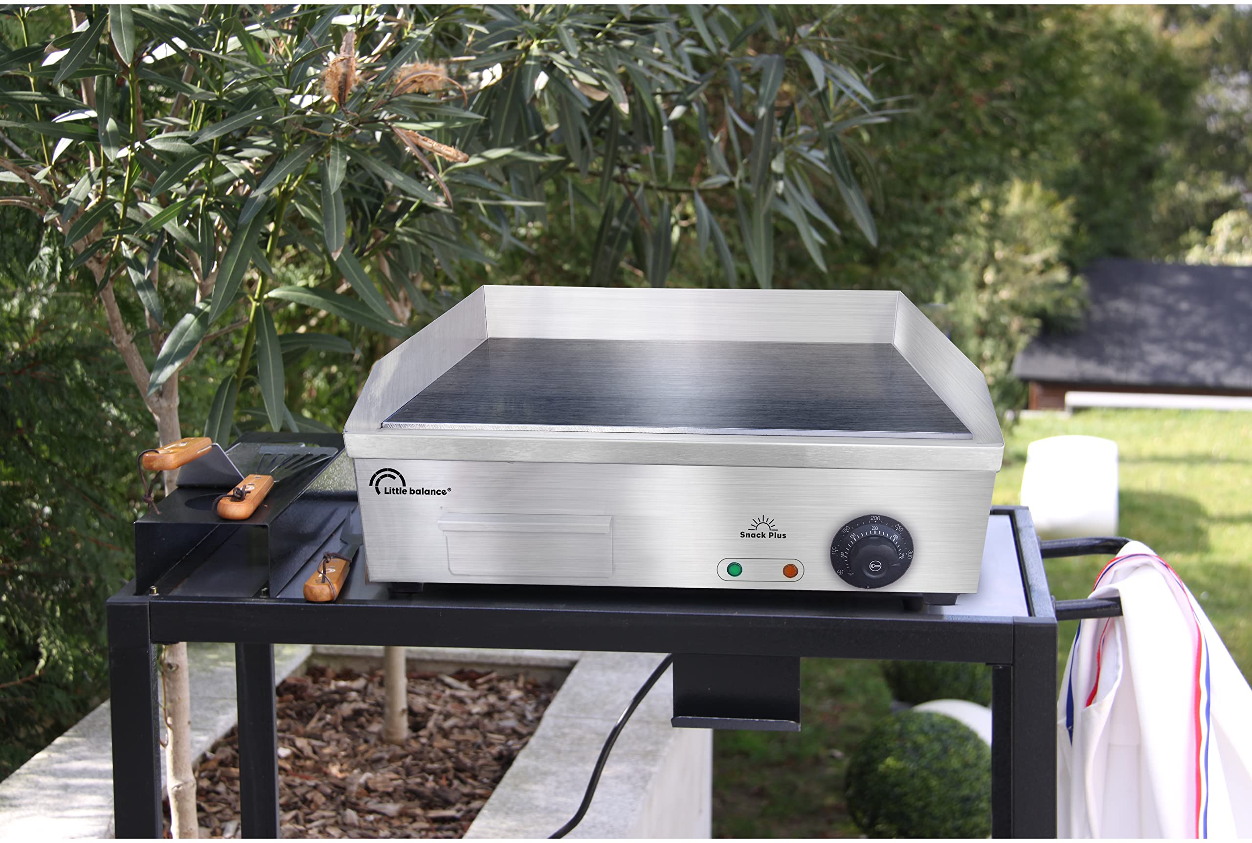 LITTLE BALANCE 8568 Snack Plus, Plancha électrique 6-8 personnes, Plaque de cuisson acier anti-adhésive 8 mm, 2900 W, Acier