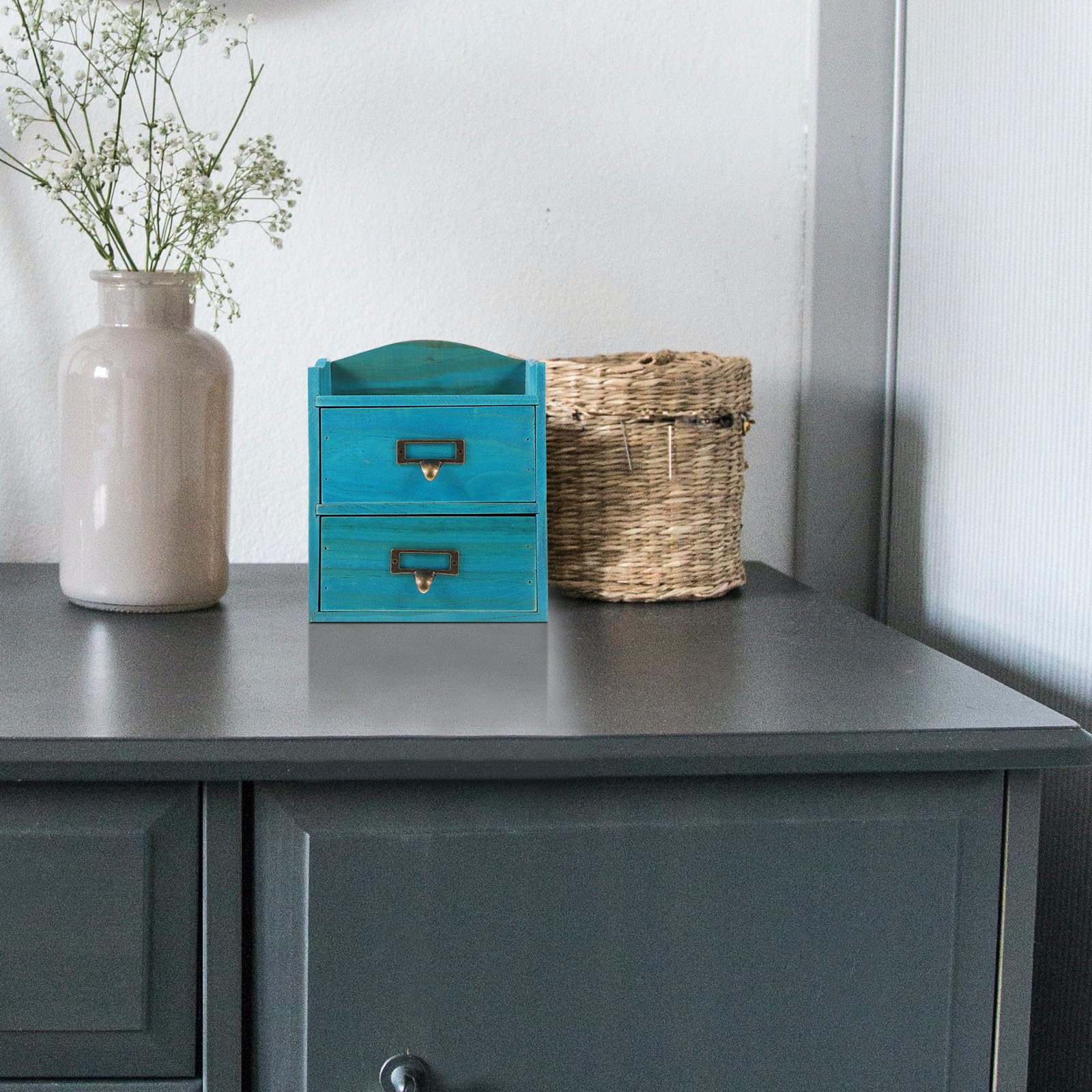 MAGICLULU Organizer Contenitore Multipurpose a 2 Livelli in Legno per e Cosmetici da Scrivania per Camerette e Spazi Piccoli
