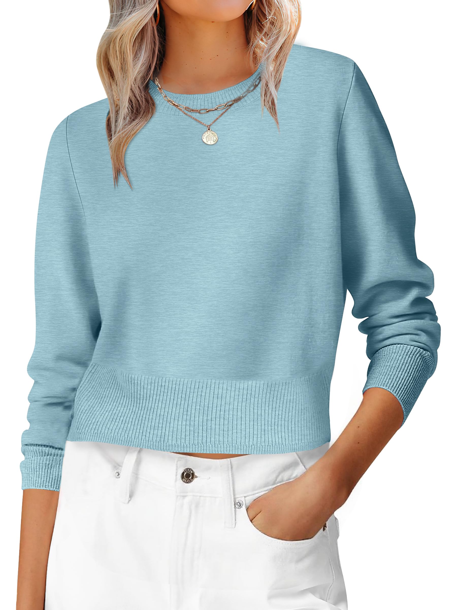 ANRABESS Women’s Long Sleeve Sweaters Cropped Crew Neck | Business Casual Tops,Light Weight Comfy Knit,Pullover ShortSweater,Basic Classic,Fall Fashion Winter Layer Clothes