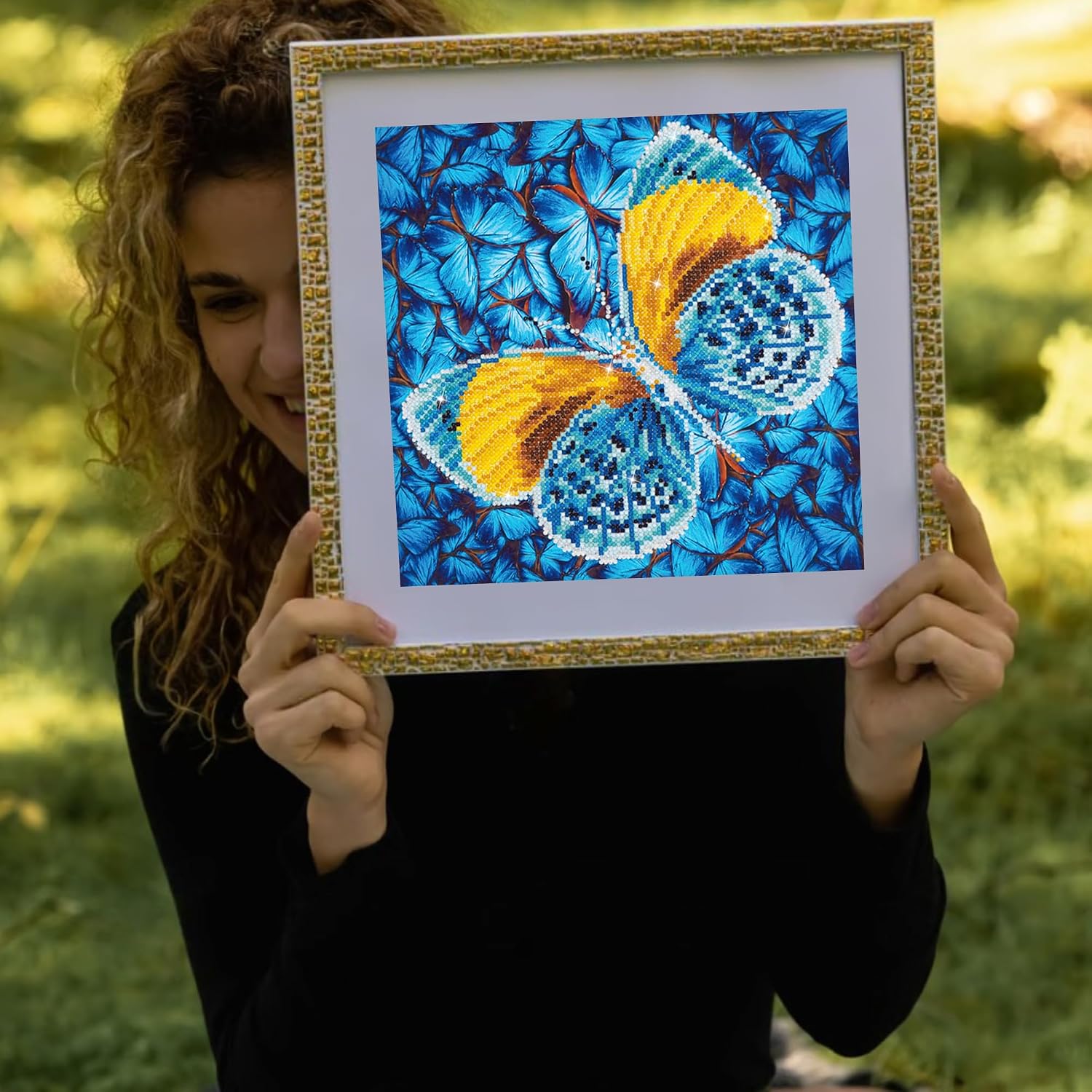 DIAMOND DOTZ Flutter by Gold Butterflies Diamond Painting Kits for Adults - Diamond Art Kits a Relaxing Creative Craft Kit with Dotz Gems 12"x12"