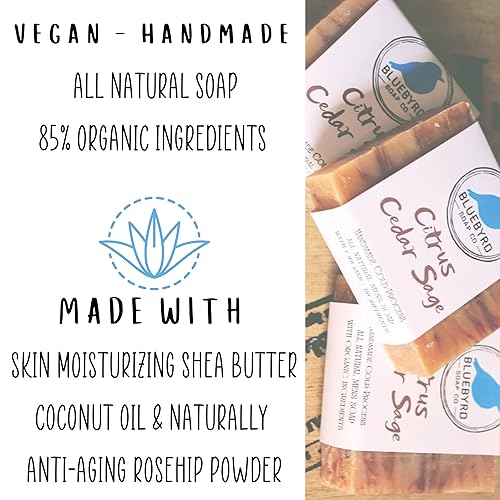 Miniatura 10 de BLUEBYRD Soap Co. Jabón natural de carbón activado para hombres  Carbón de carbón ayuda al acné, puntos negros, eczema, psoriasis, piel sensible