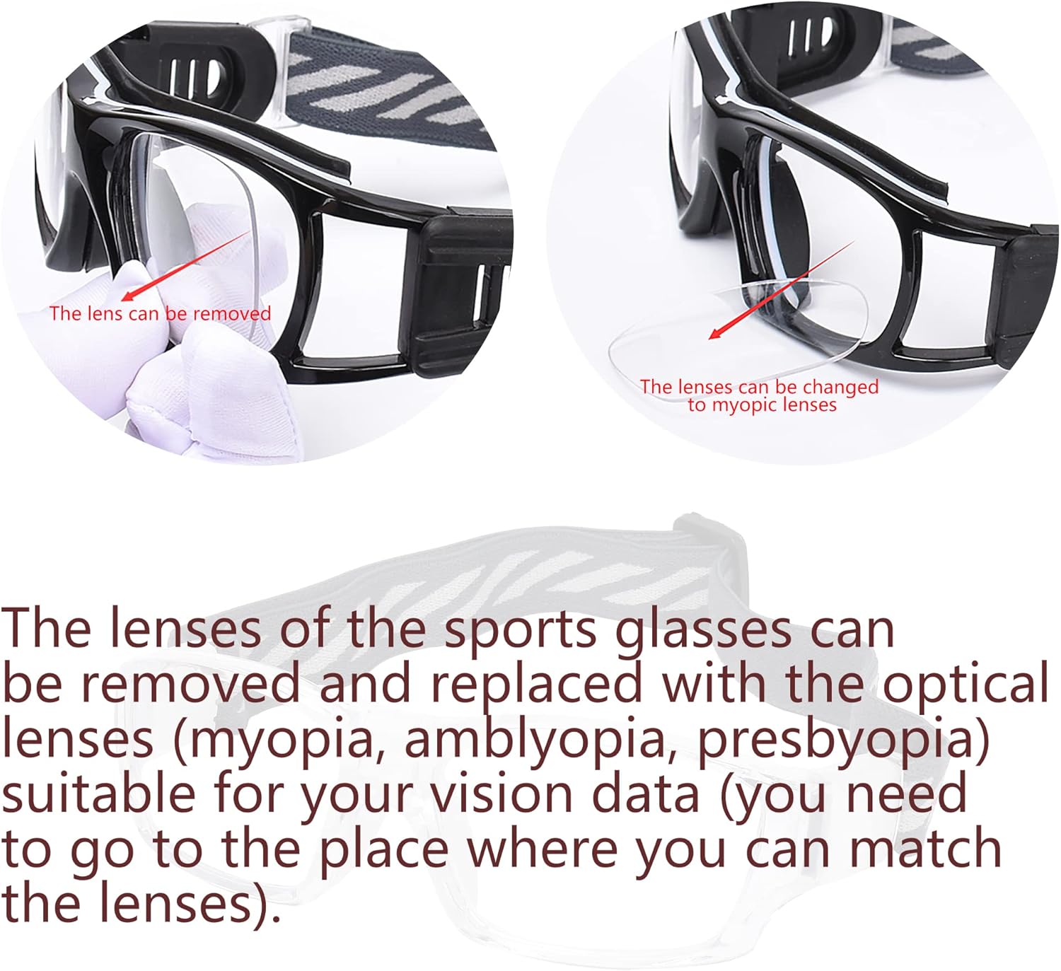 Sport Glasses Goggles Basketball Soccer Sports Protective Eyewear Goggles-Replaceable Prescription Lens