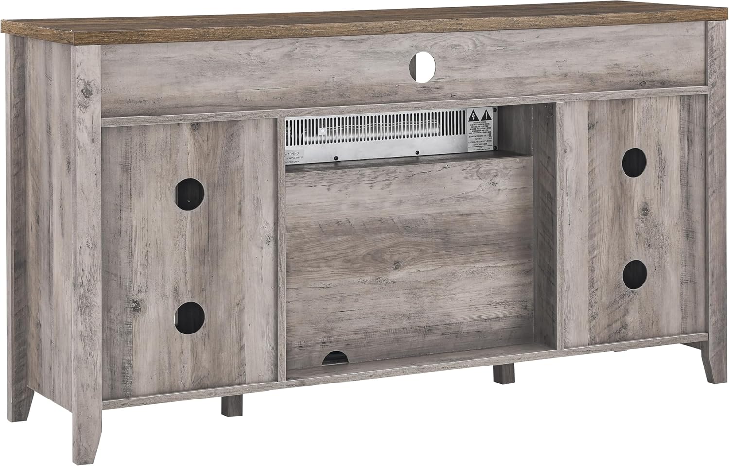 TV Stand TV Cabinet with Electric Fireplace for 55-65 Inch TV, 55'' Modern Media Entertainment Center with Farmhouse Wooden Door Storage Cabinet TV Console for Living Room (Grey)