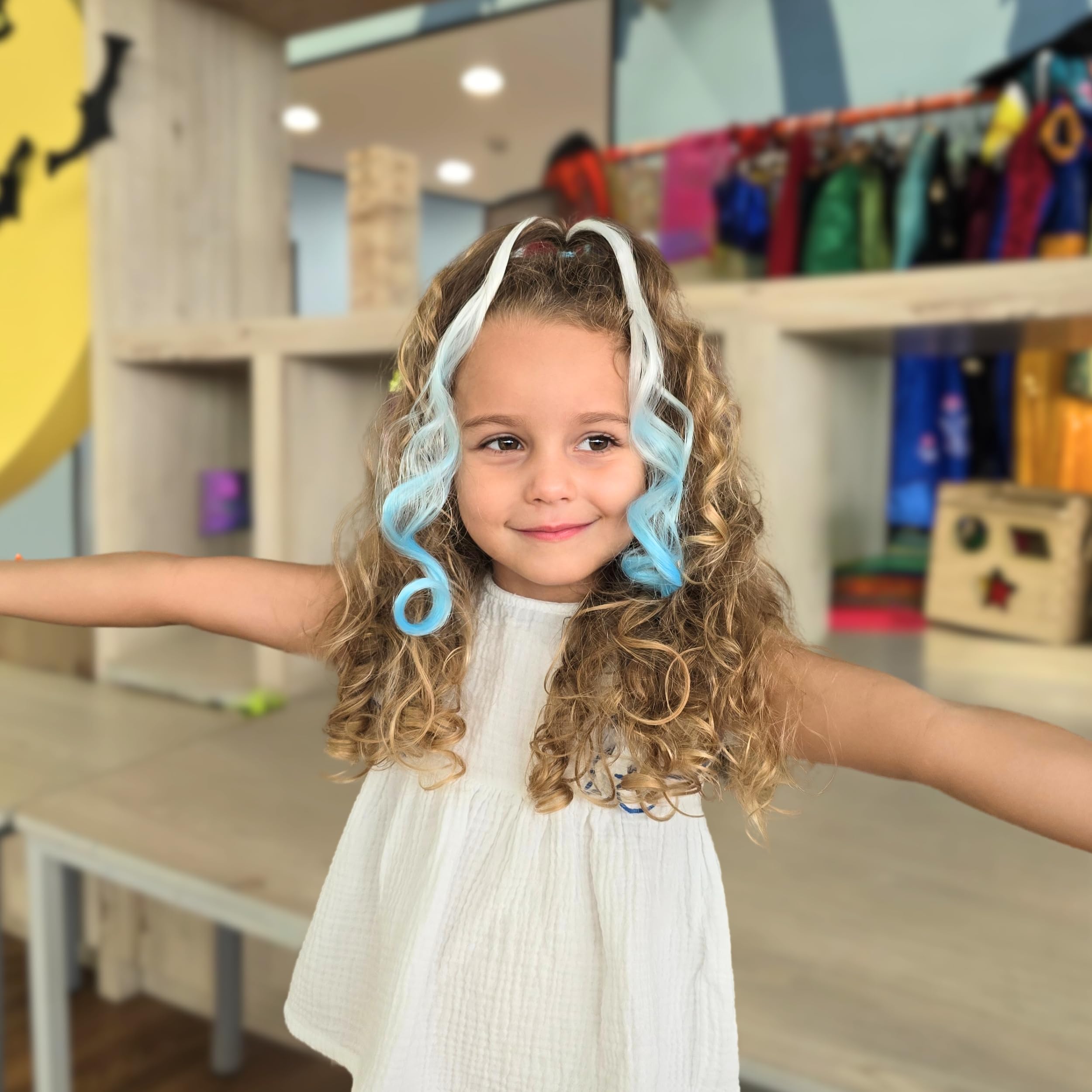 Dreamlover Colored Hair Extensions for Kids Clip In Rainbow Hair Extensions, Dual-color Curly Hairpieces for Halloween 24 Pieces - Image 3
