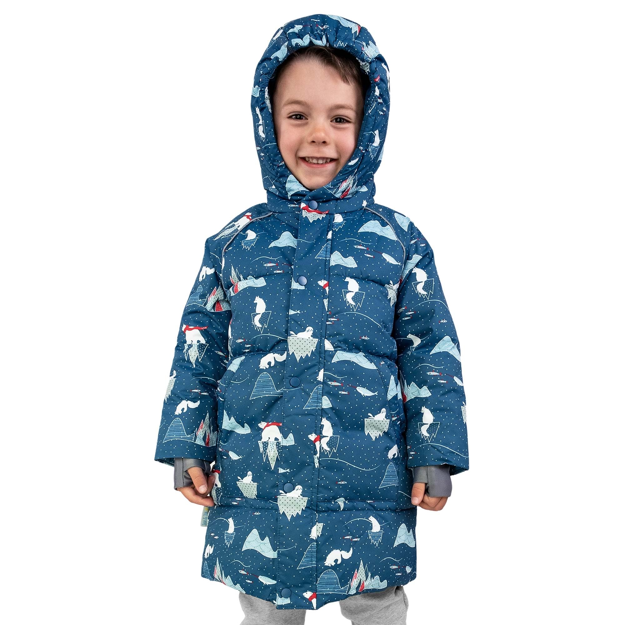 JAN & JUL Baby Boy Toasty-Dry Puffy Coat (Arctic, 1T)