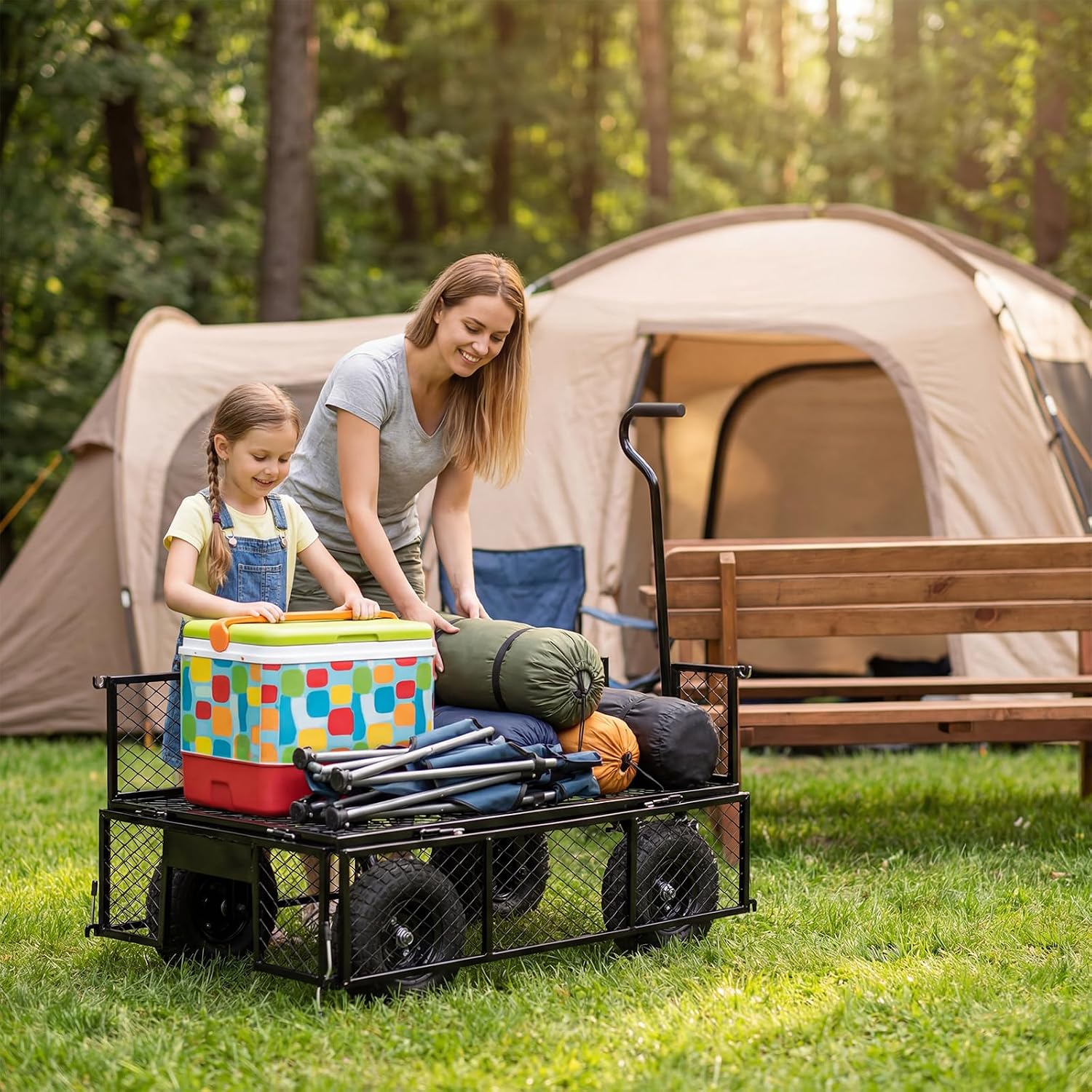 NorthSky Heavy Duty Garden Cart - 800lbs Load Capacity with 180° Rotating Handle, 10" All-Terrain Tires, Removable Sides for Easy Hauling, Garden Wagon for Yard Work, Outdoor Utility Cart