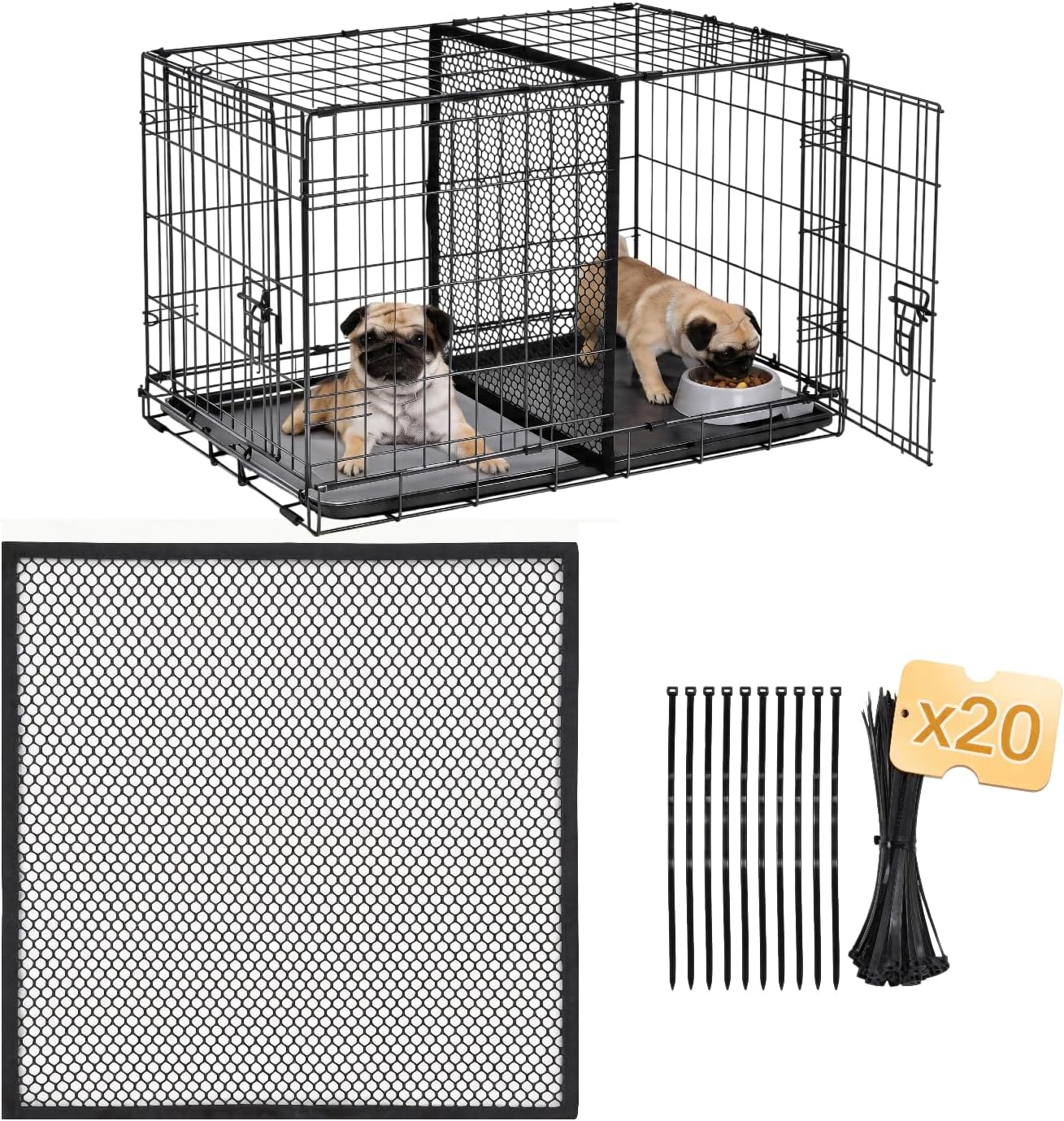 Upgraded Thickened Dog Crate Divider Panel for 36 Inch Crate, Durable Puppy Kennel Divider with Ties, Adjustable Training Accessory (Divider Only) 24″ H x 22.5″ W