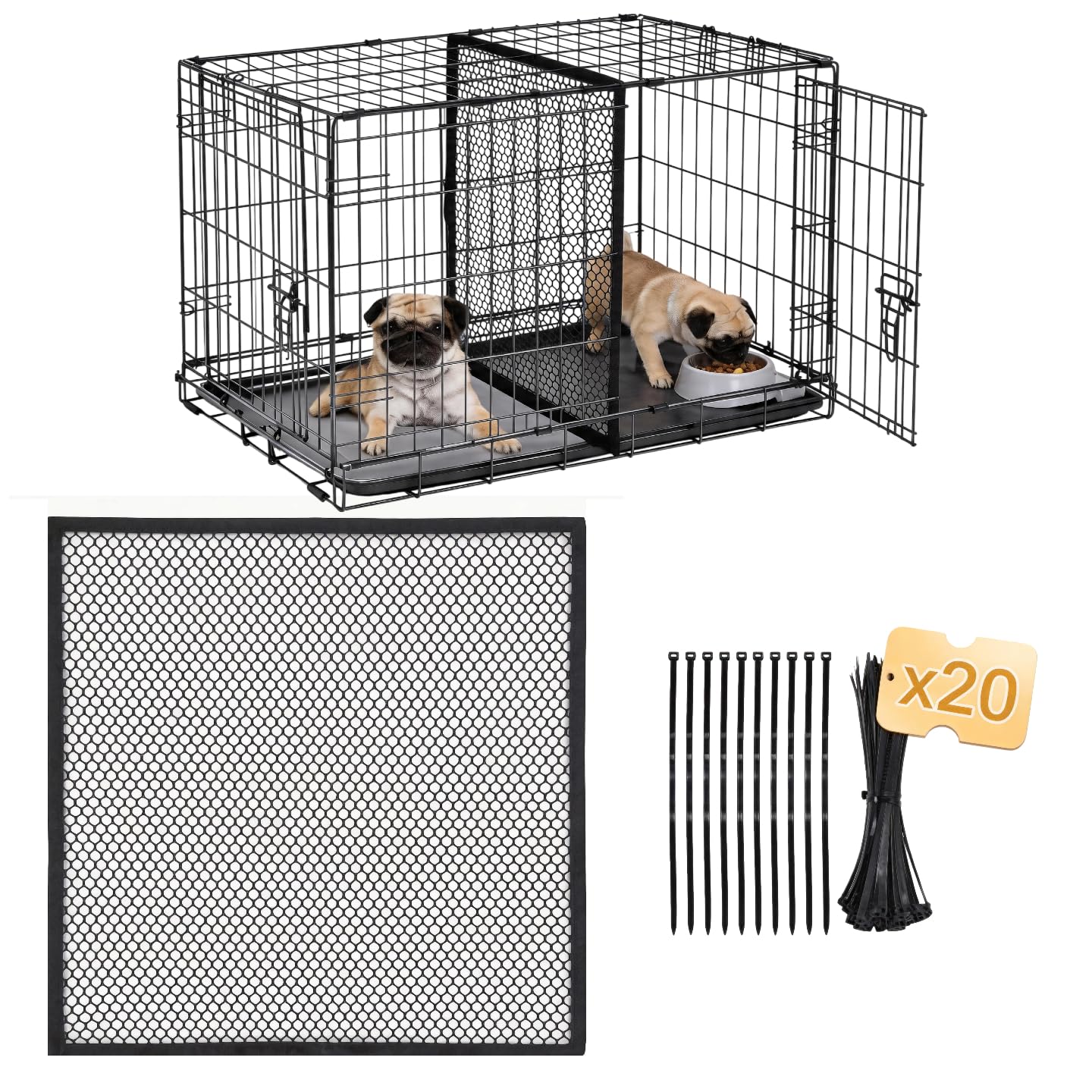 Panneau de séparation pour cage 106,7 cm - Séparateur de niche chiot 71,9x69,1 cm