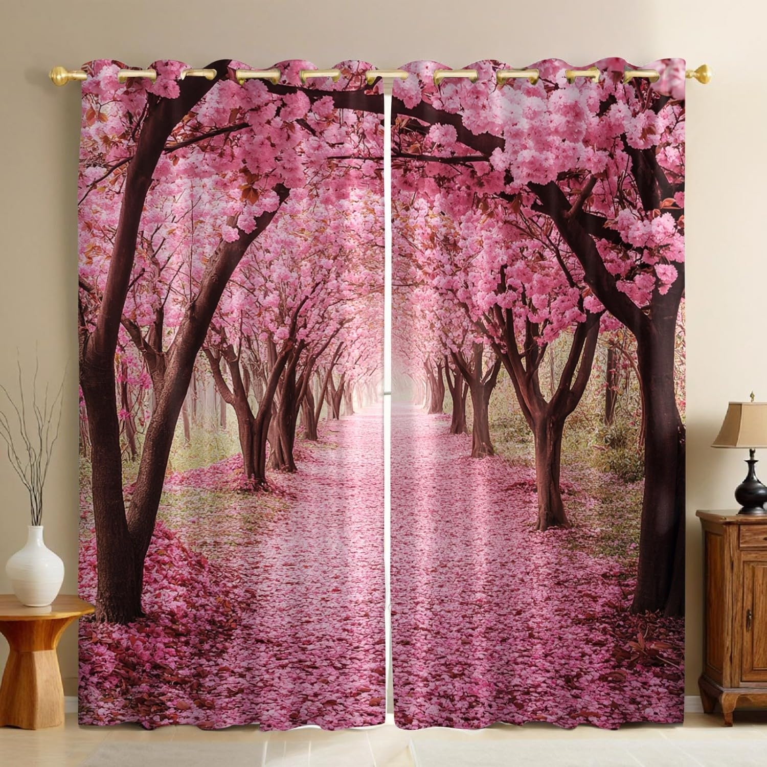 Rideaux occultants thermiques rose clair contre le froid du salon 117x183cm