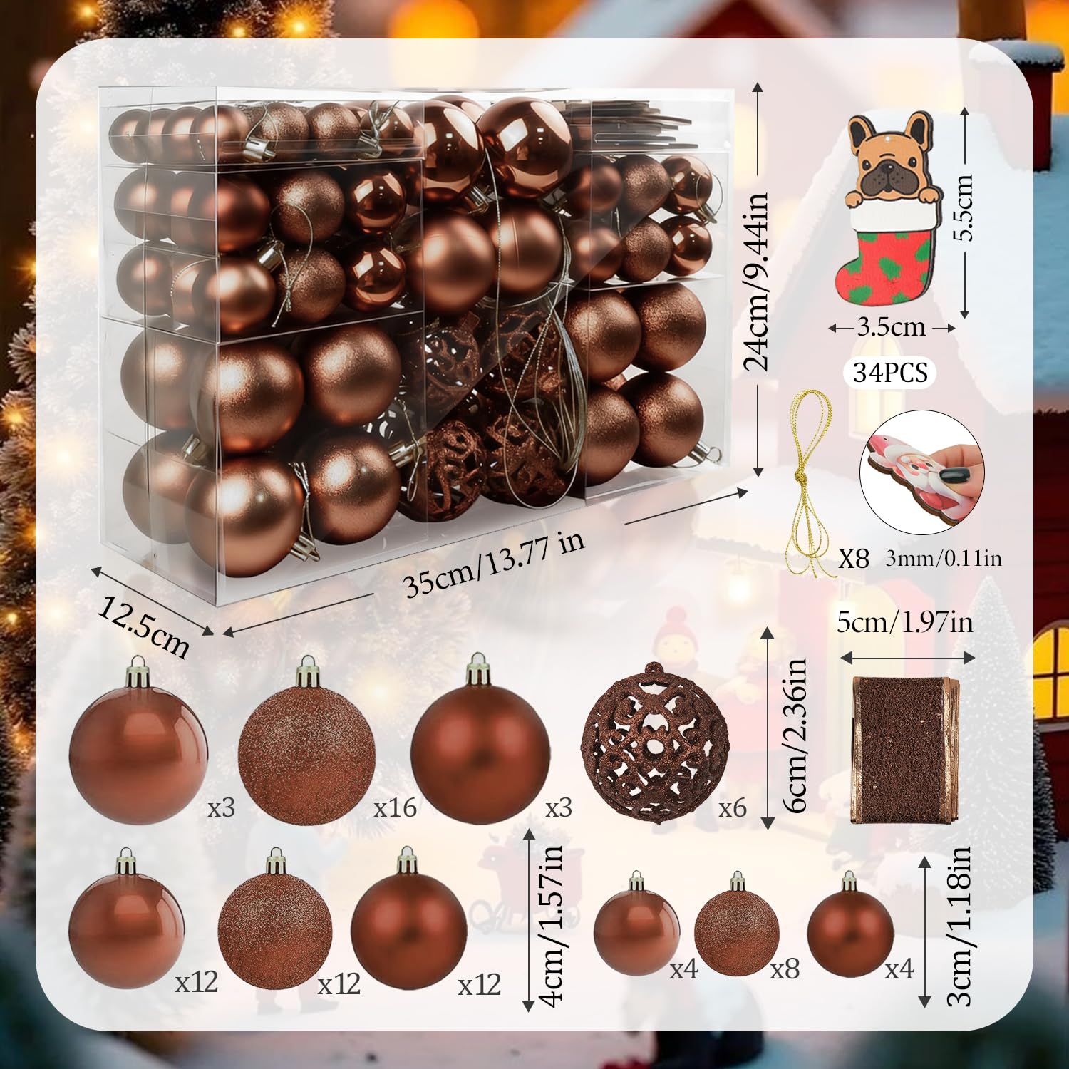 Lot de 101 boules de Noël