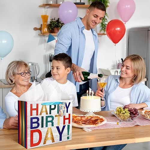 Miniatura 8 de POPGIFTU Juego de bolsas de regalo de cumpleaños extra grandes de 16.5 pulgadas con tarjeta de felicitación, papel de seda y etiqueta, bolsas de