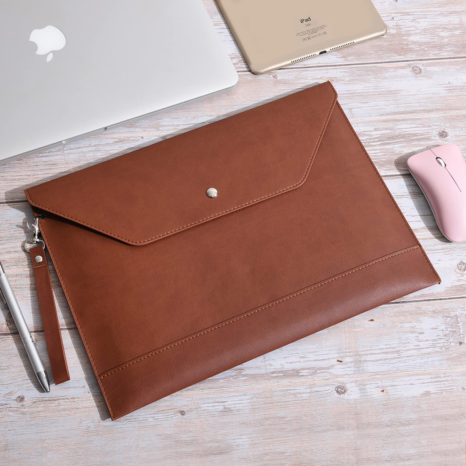 Portadocumenti A4 In Pelle Con Portapenne - Cartellina Multifunzione Per Ufficio E Conferenze - Foto 10