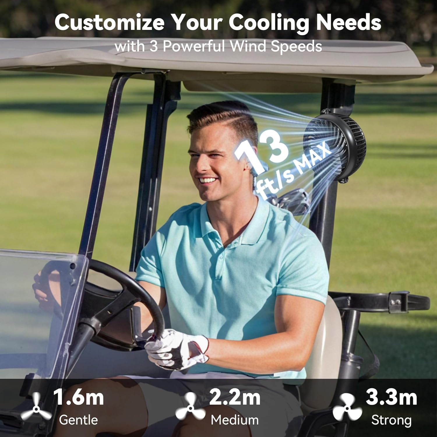 AMACOOL Magnetic Golf Cart Cruise Fan, Portable Travel Fan for Sleeping, Birthday Gifts for Golfer Men Dad Father, 5000mAh Battery Rechargeable, Golf Cart Cruise Travel Essentials Accessories 2026 - Image 2
