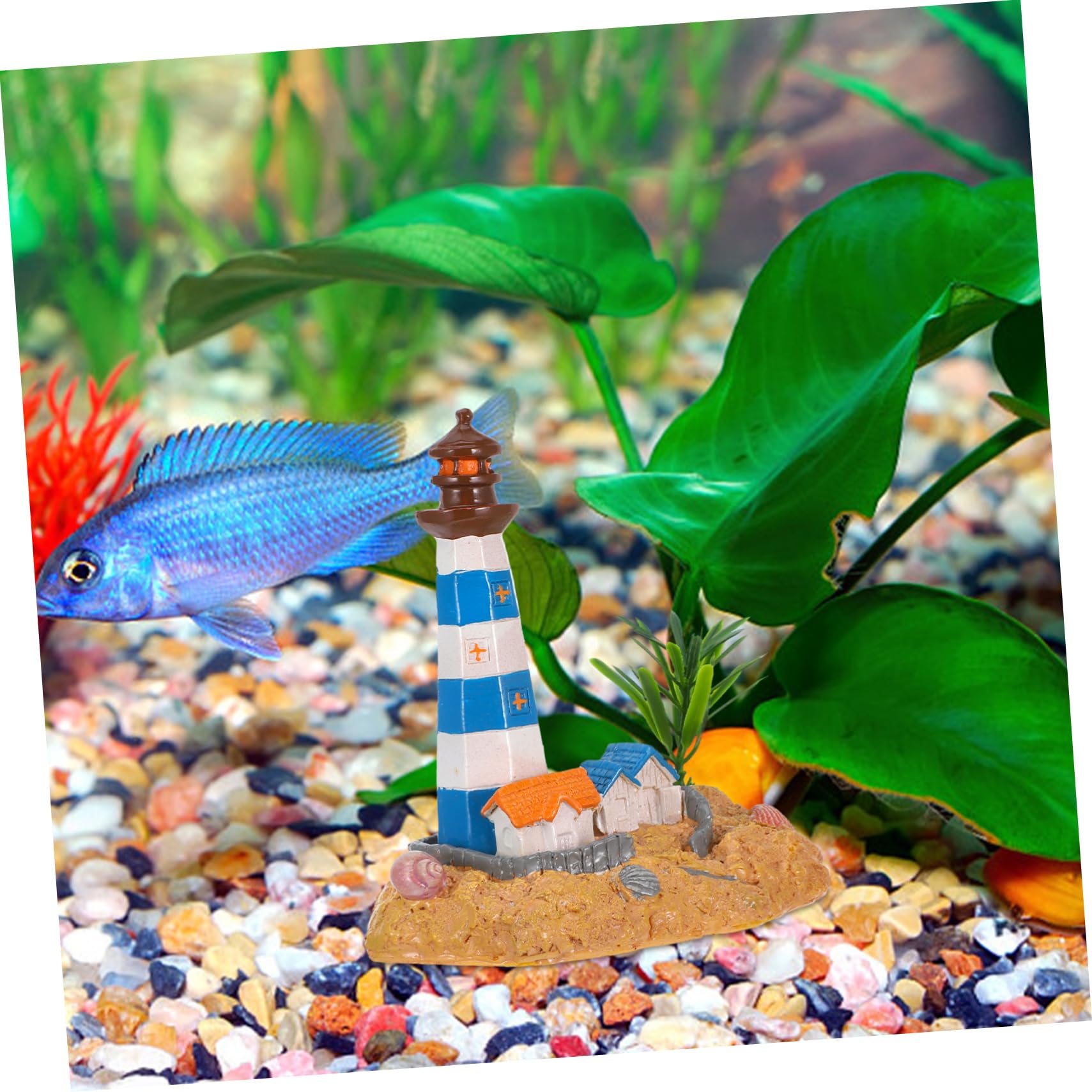 Cabilock 3 Piezas Adornos De Acuario Decoración De Acuario De Peces Decoraciones para Esconder Acuarios Decoración del Faro del Patio Decoración De Faro Náutico Adornos para Peceras Resina