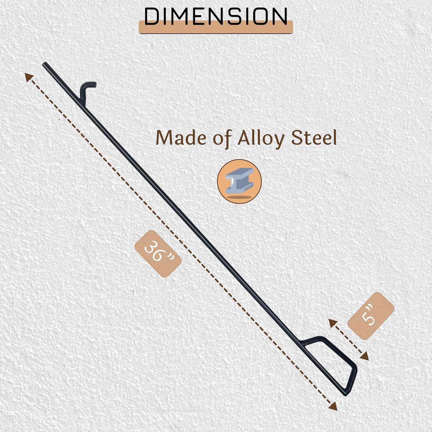 FEBTECH -36 Inch Long Poker - Black Powder Coated Fireplace Poker - Camping Essentials & Fireplace Tools - Firepit Poker for Outside pits & Indoor Hearth