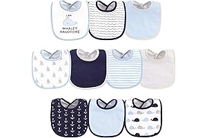 Hudson Baby Boys' Cotton Bibs, Whale Design