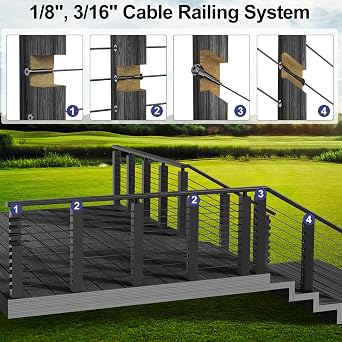 BLIKA 20 Pack 3/8 ID Black Angle Washers for Cable Railing Stair Ends, T316 Stainless Steel, 30 Degree Angle Beveled Washer for 1/8, 3/16 Black Cable Railing Hardware, Cable Railing Angled Washer