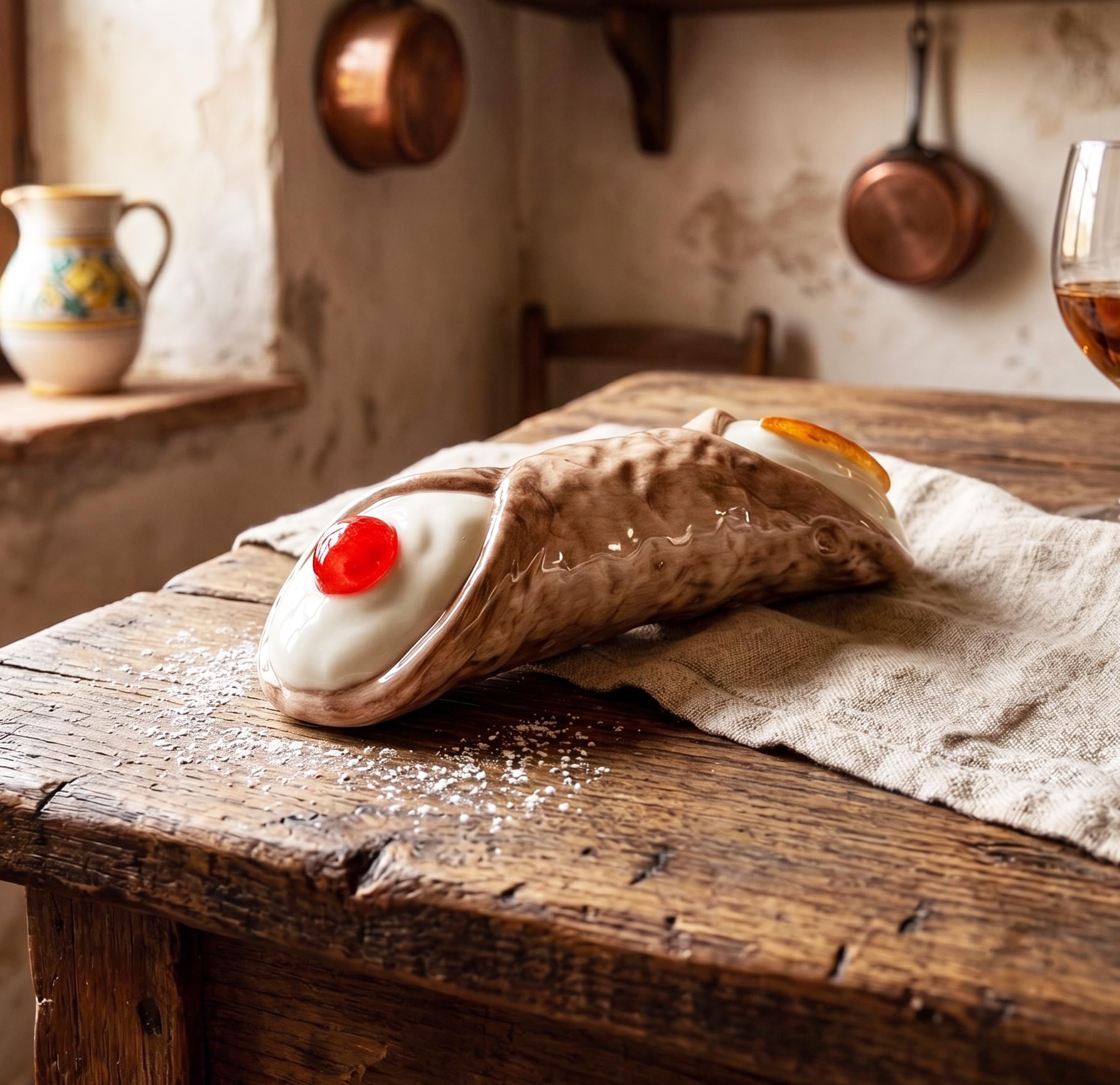 Cannolo Siciliano Grande in Ceramica di Caltagirone, Dolce Tipico Siciliano, Dolce Tradizionale Siciliano
