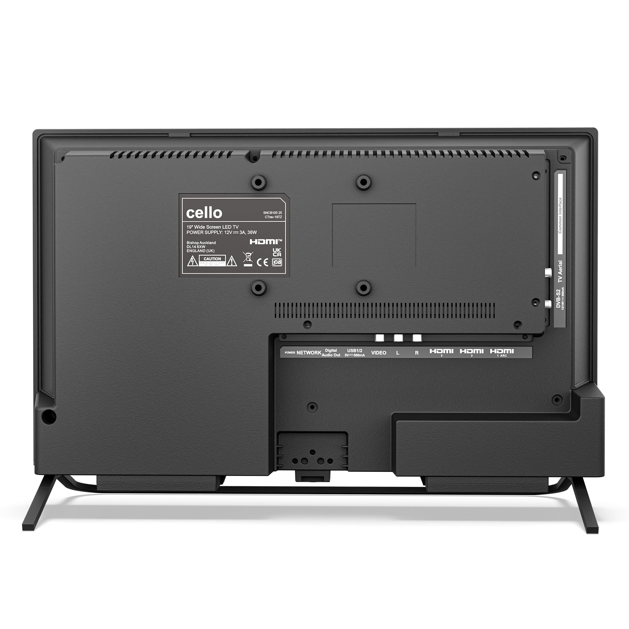 Cello CTRAV-19TZ Smart TV 19" 12V per camper e campeggio, Tizen OS di Samsung, Gaming Hub, altoparlanti Pitch Perfect, Bluetooth, triplo sintonizzatore