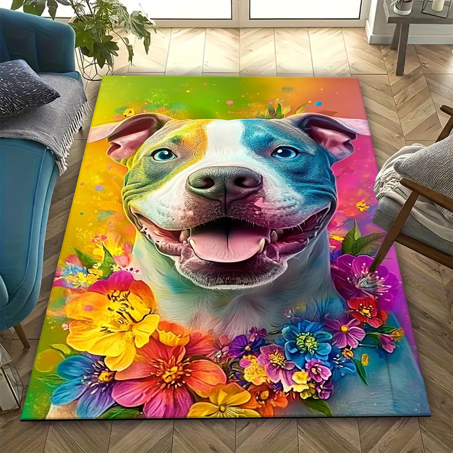 Tapis anti-fatigue animal chien 3D antidérapant de salon et chambre 140 x 200 cm