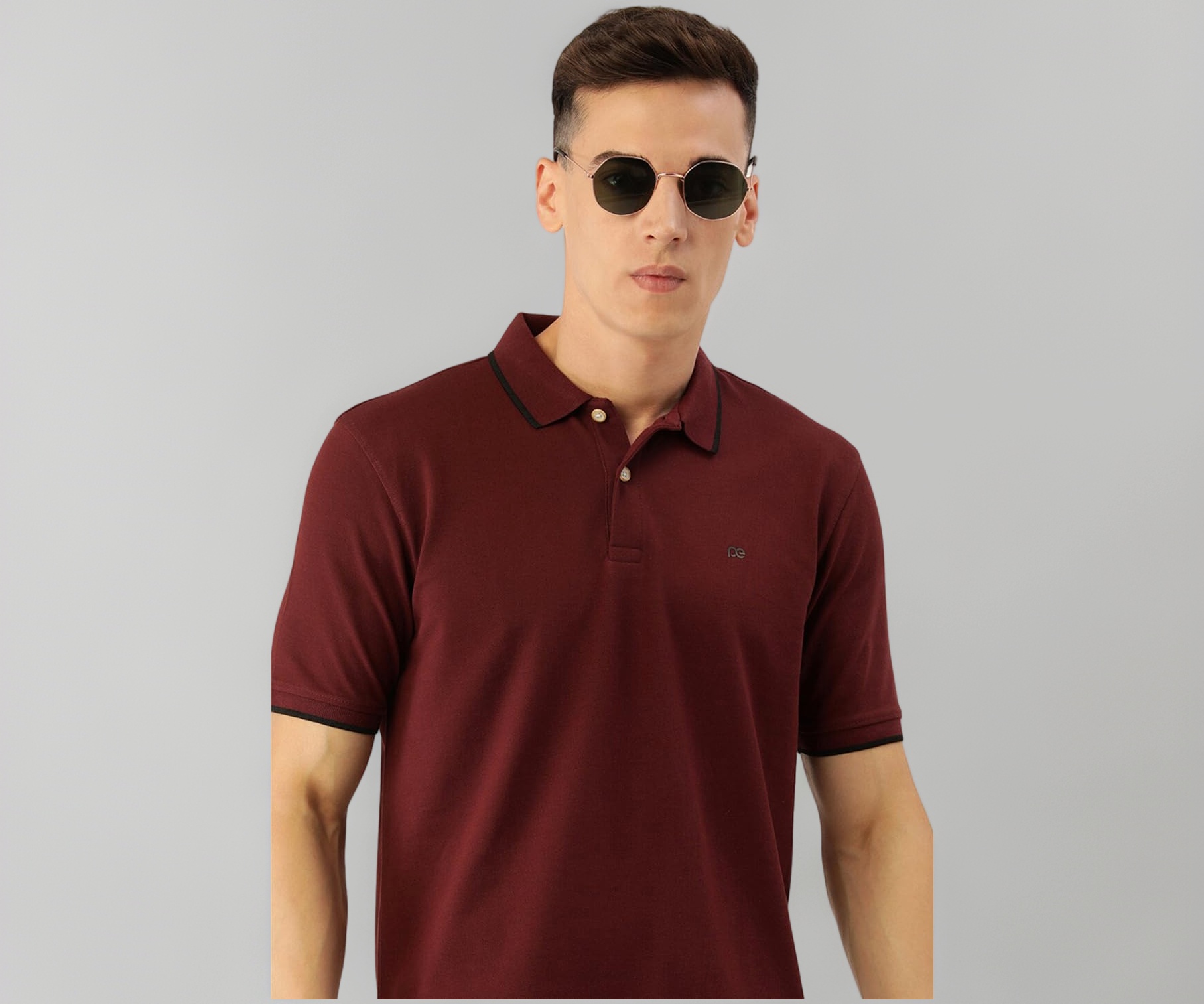 Peter England Men's Snug Fit Solid Polo T-Shirt with Coloured Collar Tipping| Cotton Rich| Premium Pique Weave