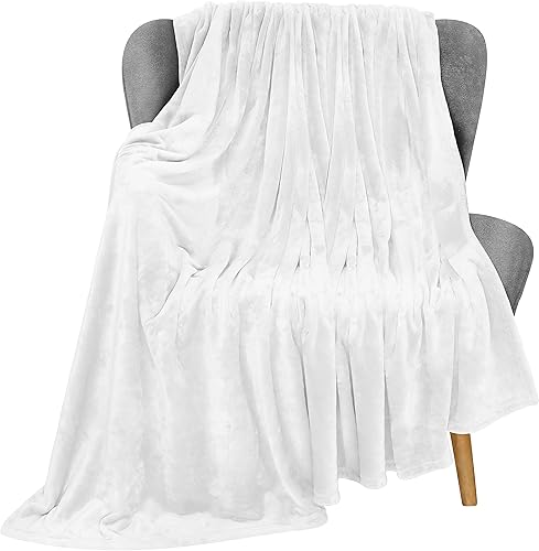 Utopia Bedding Manta de forro polar, tamaño XL, color blanco, 10.58 ozm, manta de lujo para sofá, cama, antiestática, mullida y suave, de microfibra
