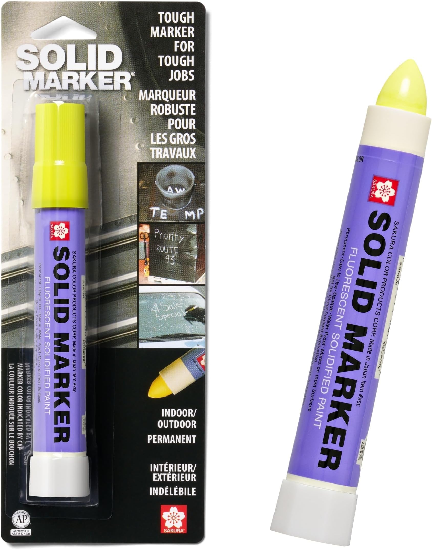 SAKURA Solid Paint Markers - Permanent Marker Paint Pens - Window, Wood, & Glass Marker - Fluorescent Yellow Paint - 1 Pack