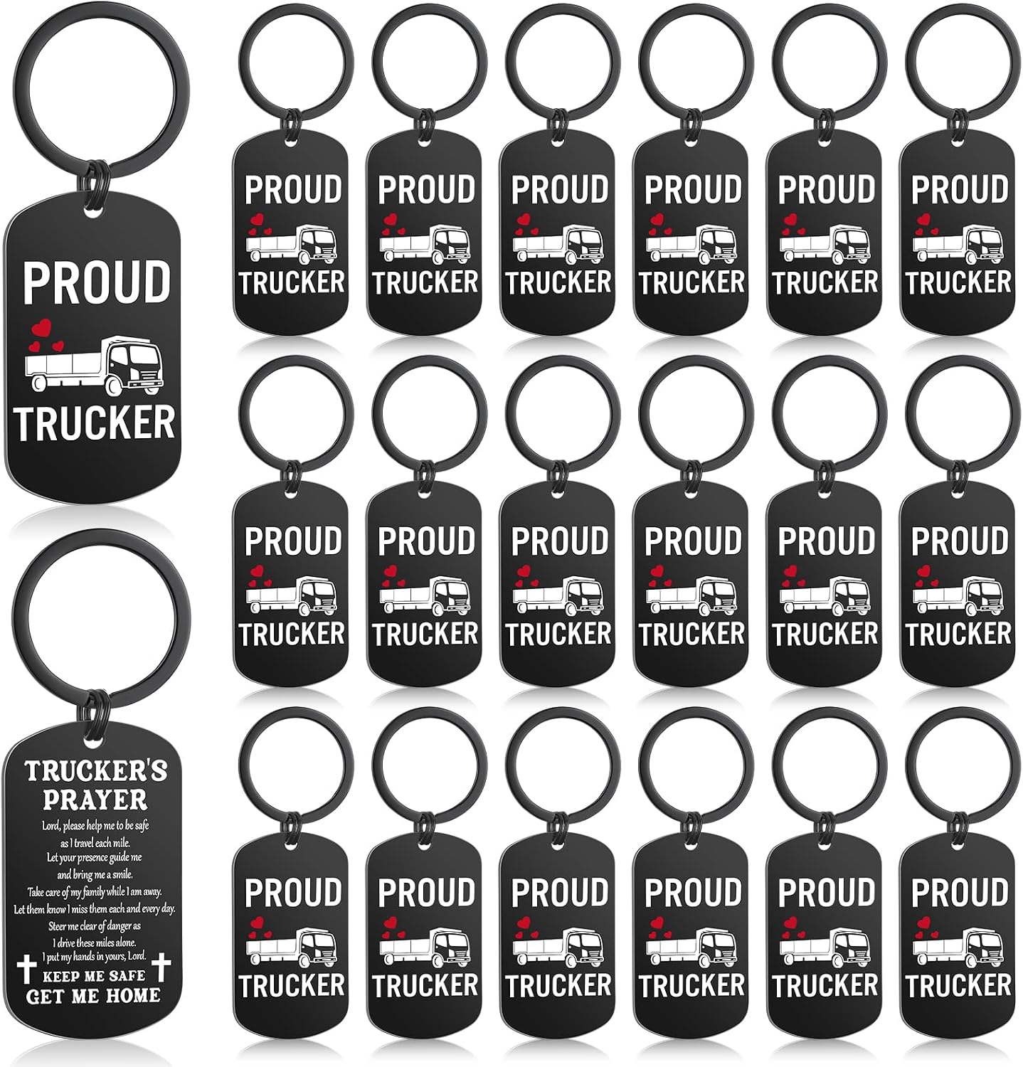 24 Pcs Truck Driver Gifts for Men Prayer Trucker Keychain Thank You Gifts Truck Driver Day Appreciation Week Party Favors for Husband Dad Father's Day Birthday