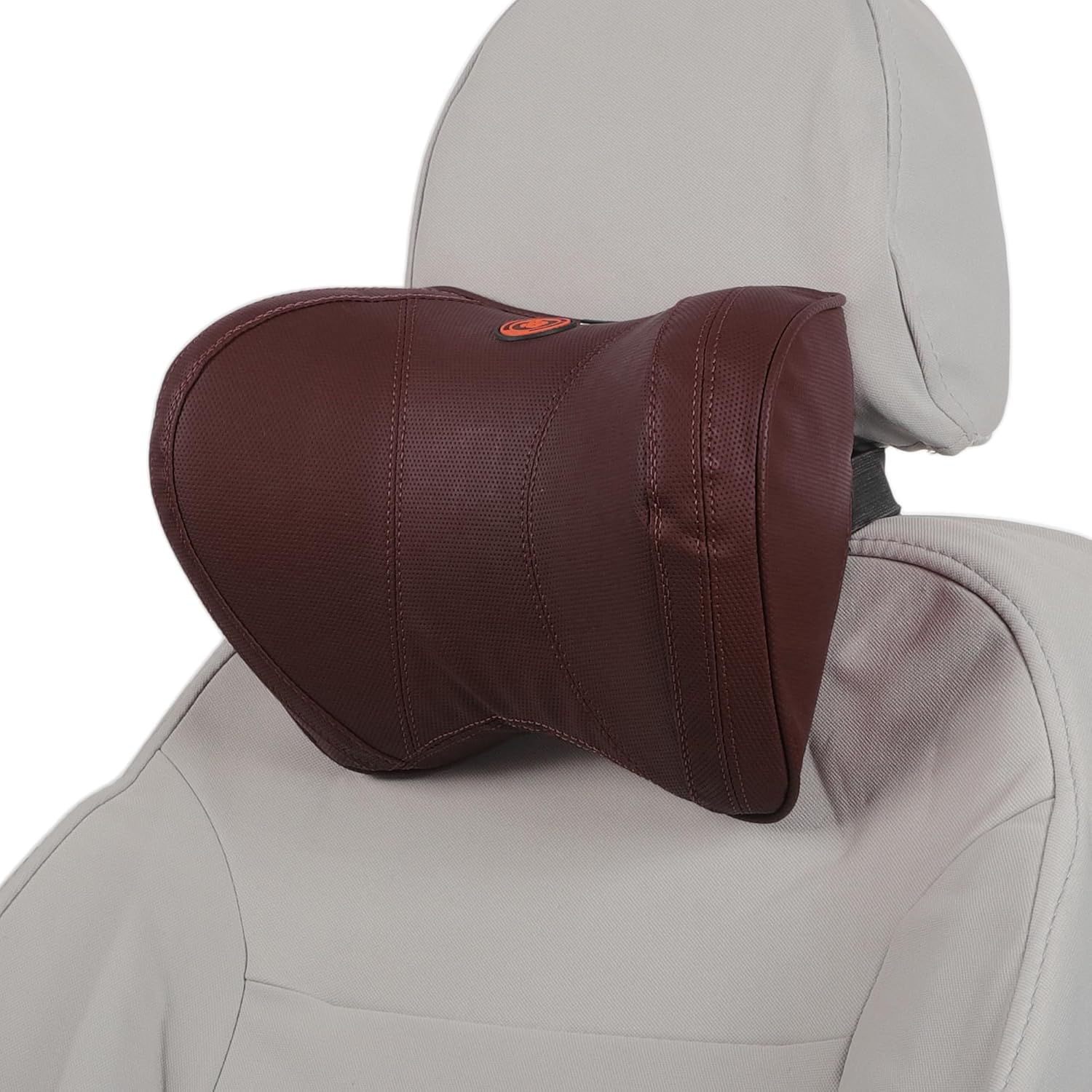 Ergonomic Car Headrest Pillow with Memory Foam & Nappa Leather – Coffee Ergonomic Car Headrest Pillow with Memory Foam & Nappa Leather – Coffee